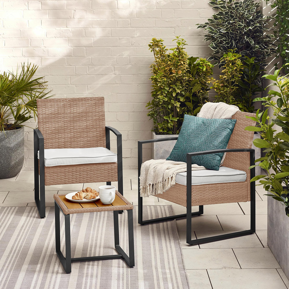 Furniturebox Seville 2 Seater Light Brown Rattan Outdoor Bistro Set Image 7