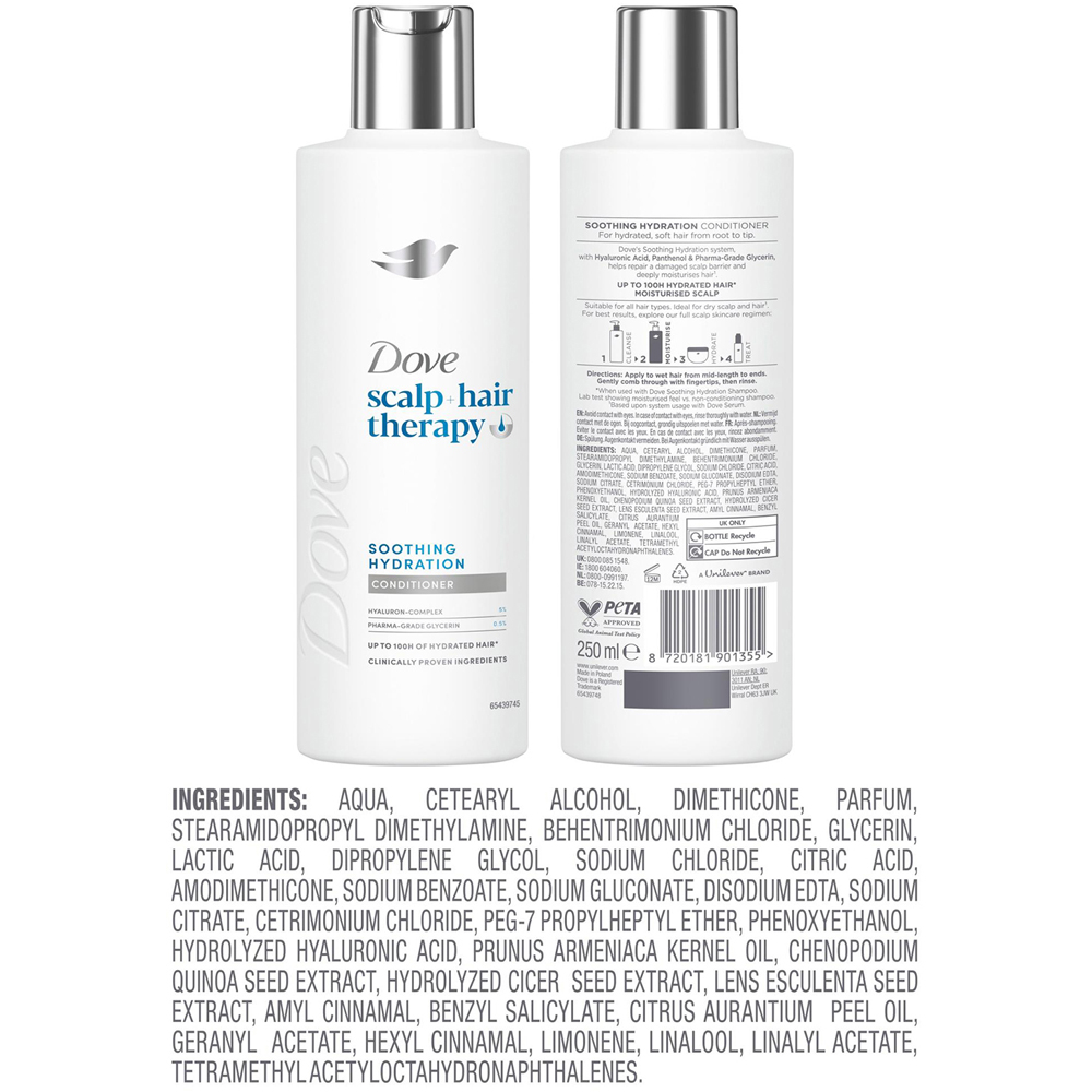Dove Scalp+Hair Therapy Soothing Hydration Hyaluronic Acid Conditioner 250ml 6 Pack Image 6