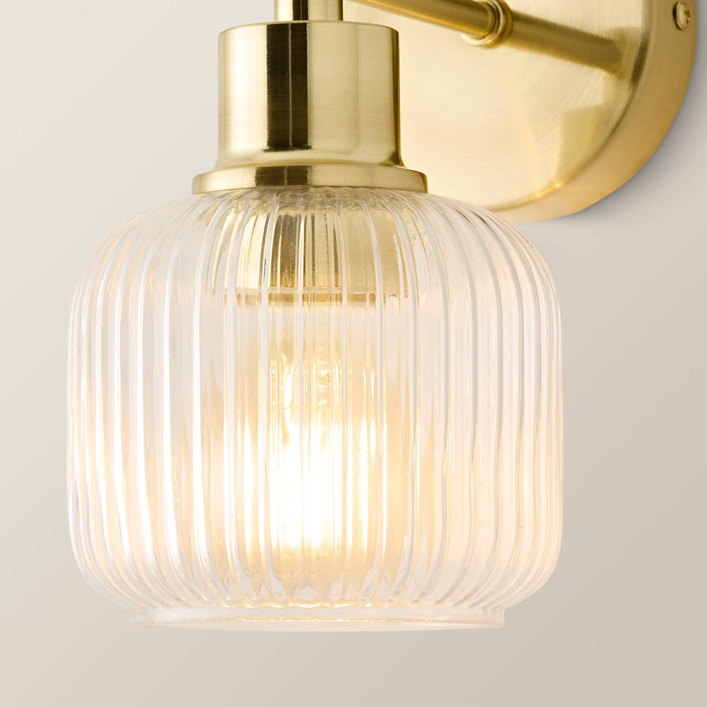 ValueLights Calpe Clear Glass Semi Flush Gold Metallic Arm Wall Light with Bulb 2 Pack Image 4