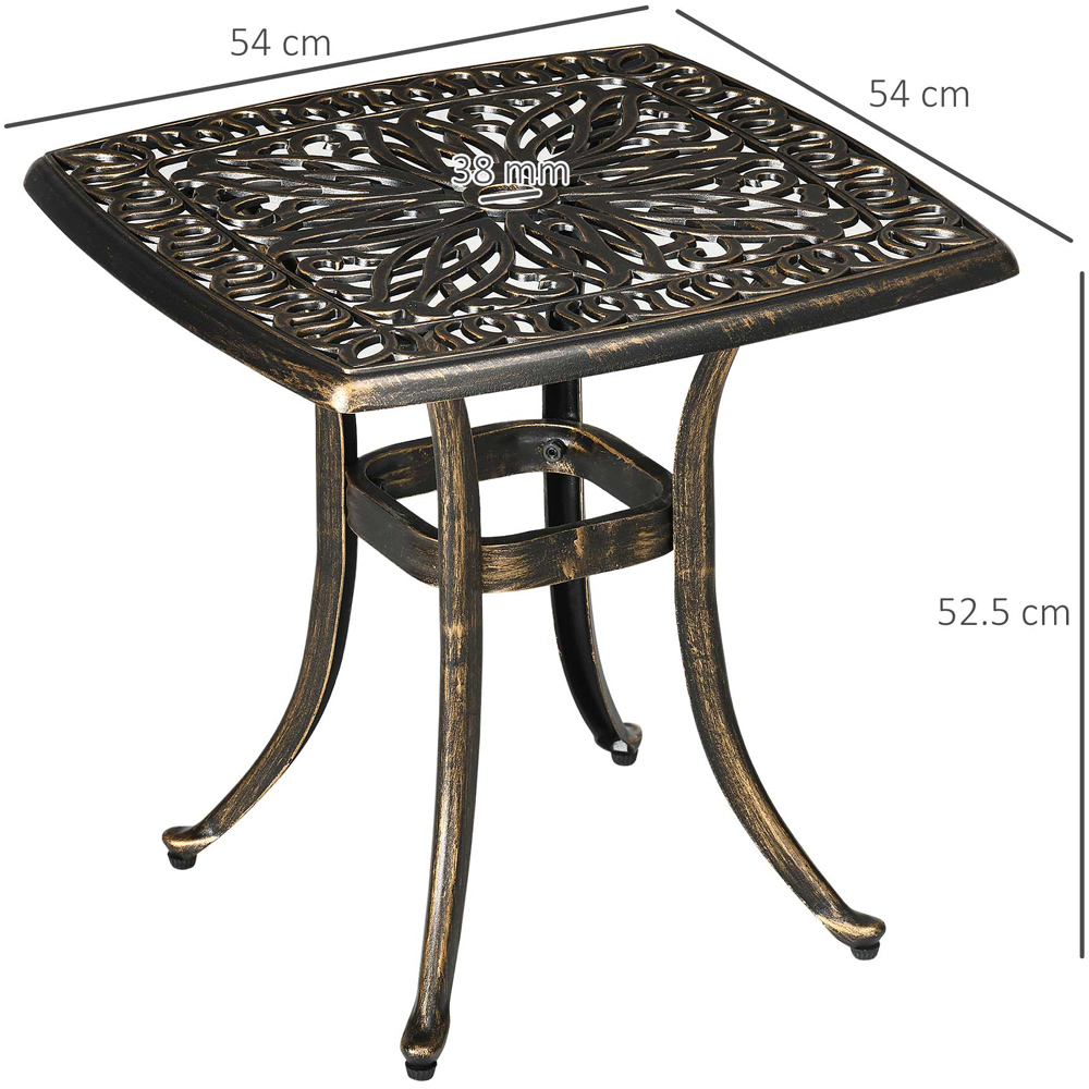 Outsunny Bronze Aluminium Garden Table with Umbrella Hole Image 7