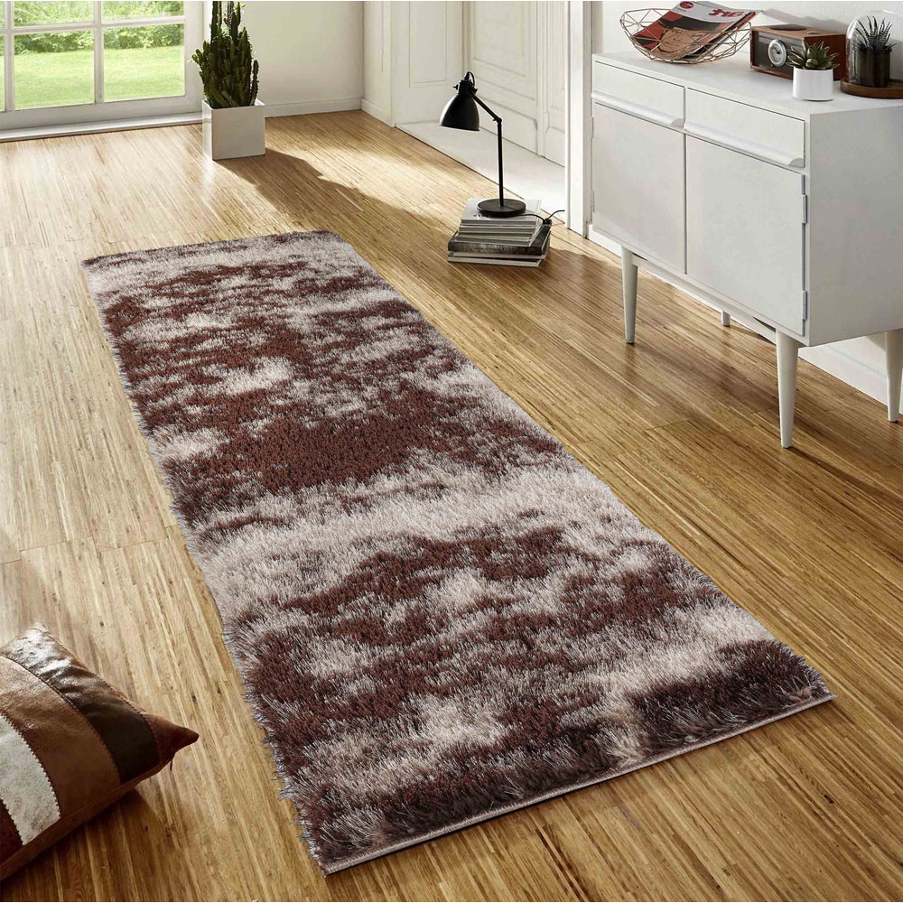Desire Rug Modern Bronze Two Tone Shimmer Soft Shaggy Area Rug 80 x 150cm Image 4