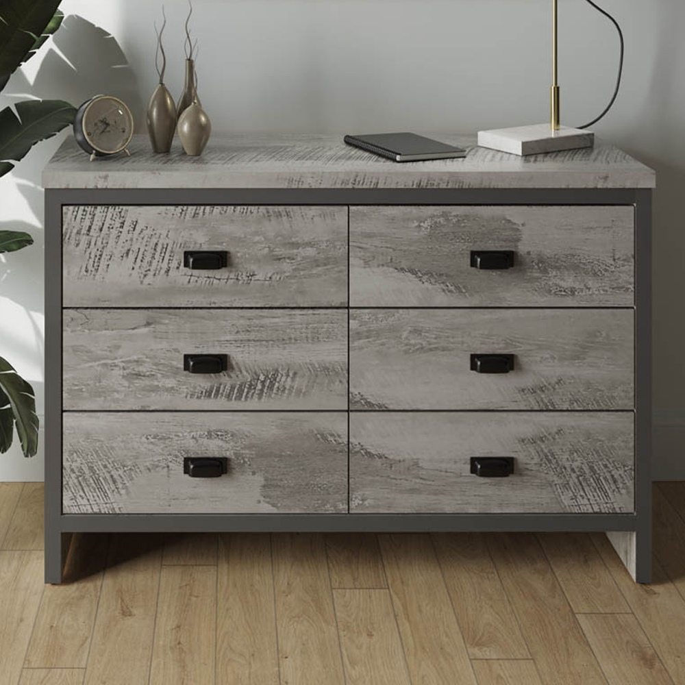 GFW Boston 6 Drawer Grey Chest of Drawers Image 1