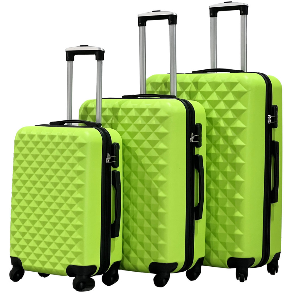 Groundlevel 4 Wheel Diamond Set of 3 Green Luggage Suitcase Image 2