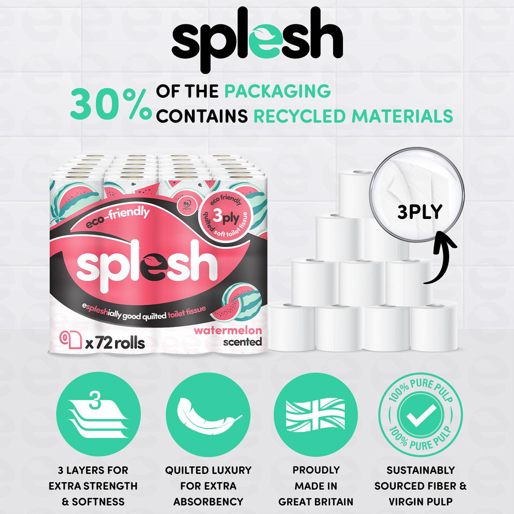 Splesh Quilted Watermelon Soft Toilet Paper 72 Rolls 3 Ply Image 3