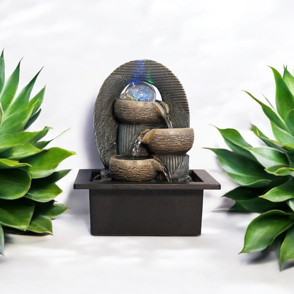 Acacia Home Bronze and Black Bowls Tabletop Fountain Image 3