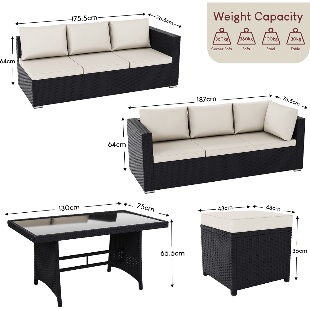 GARDEN VIDA Belgrave Rattan Effect 9 Seater Garden Dining Set Black Image 8