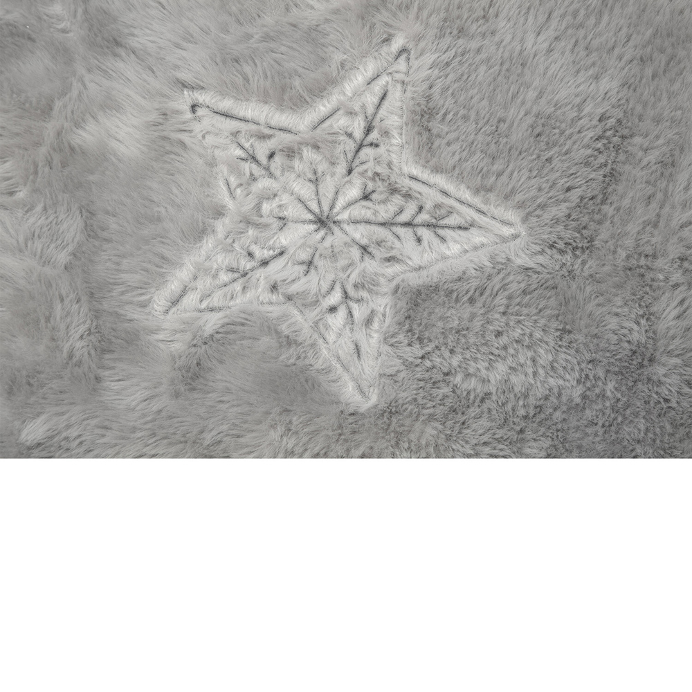 Star Embroidered Faux Fur Duvet Set Silver Double Image 5