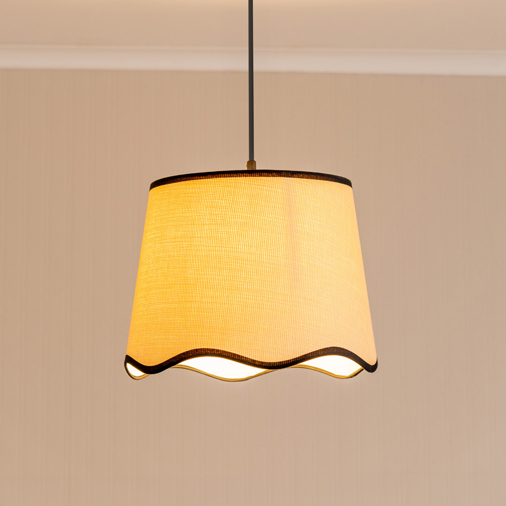 ValueLights Dutton Natural Scallop Edge Large Lamp Shade with Black Trim Image 2