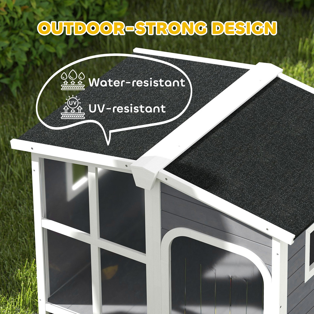 PawHut Wooden Charcoal Grey Dog Kennel Removable Floor Image 7