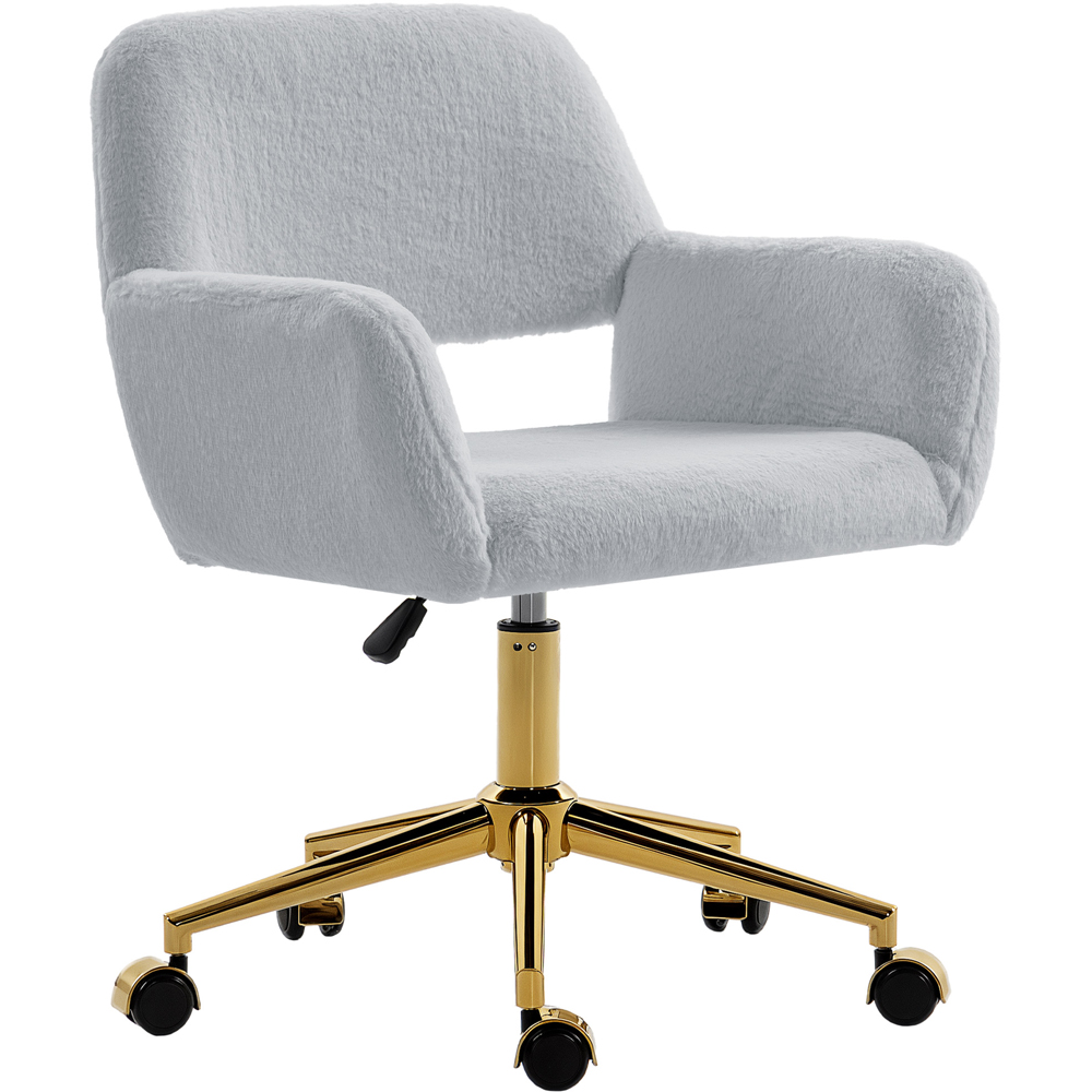 Portland Grey Faux Fur Height Adjustable Swivel Office Chair Image 2