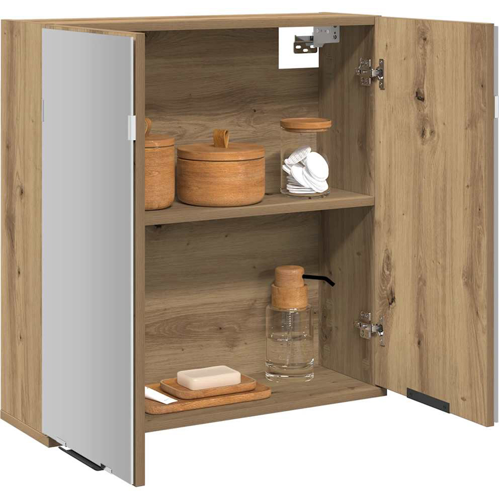 vidaXL 2 Door Brown Wall Mounted Mirrored Bathroom Cabinet Image 3