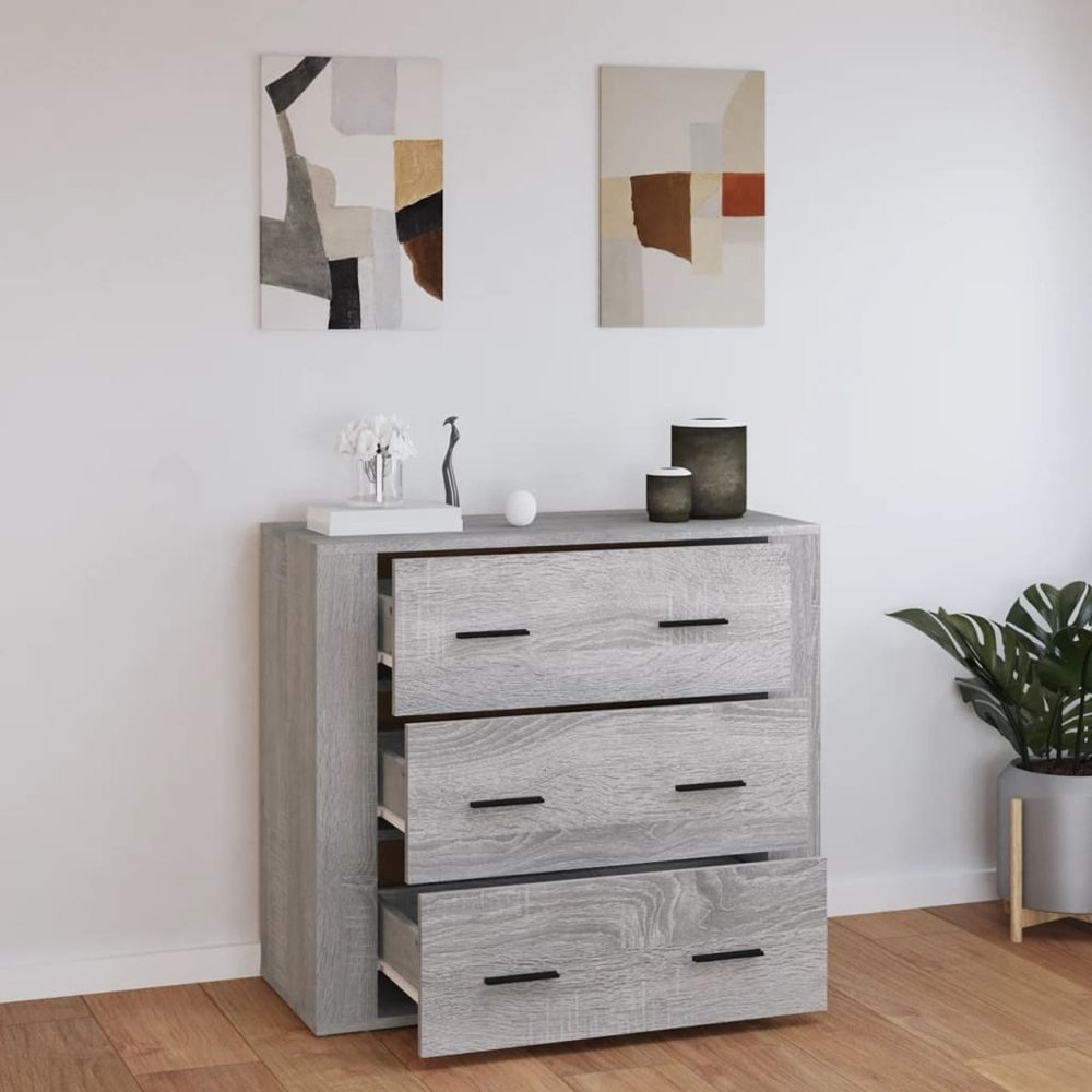 vidaXL 3 Drawer Grey Sonoma Sideboard Image 8