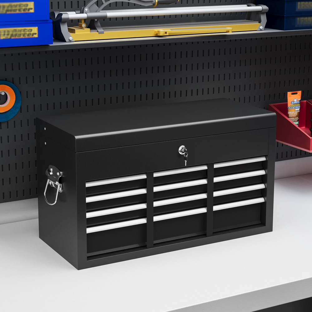 HOMCOM 6 Drawer Black Lockable Metal Tool Chest Image 2