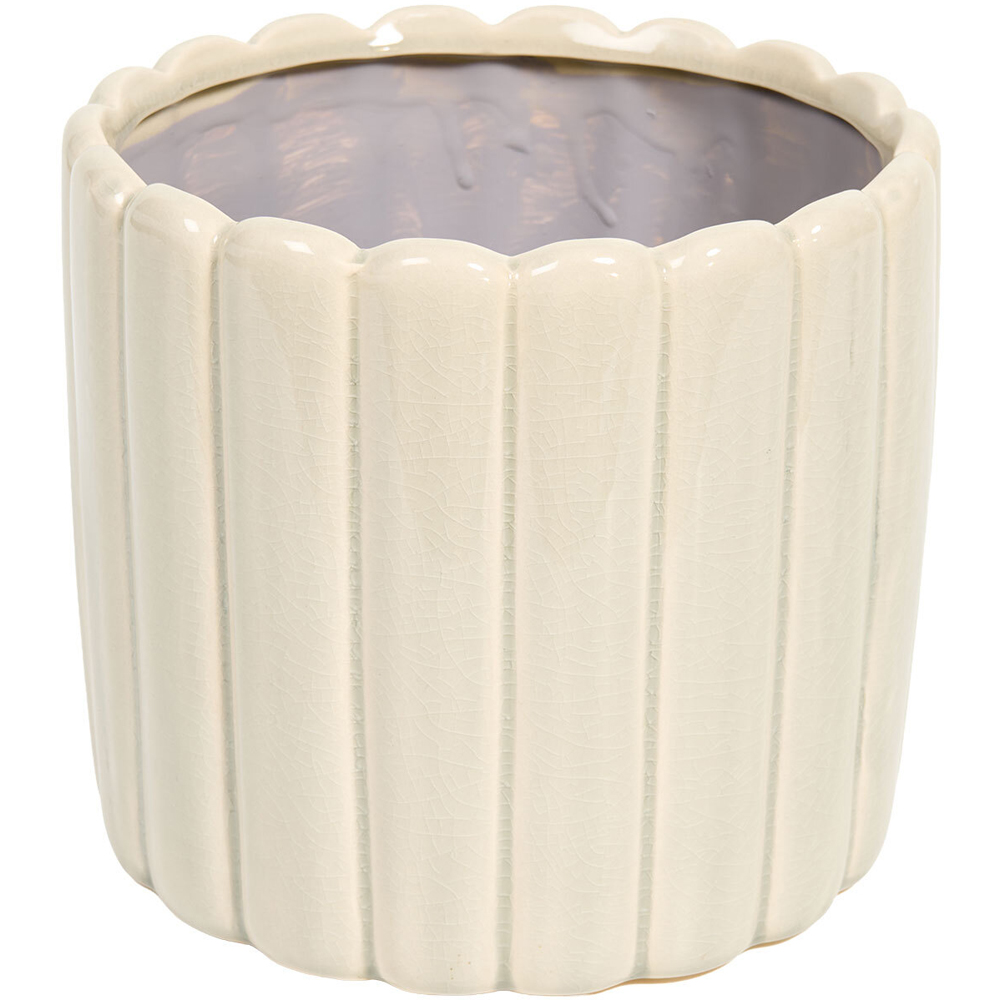 Ribbed Plant Pot Cream 17cm Image 2