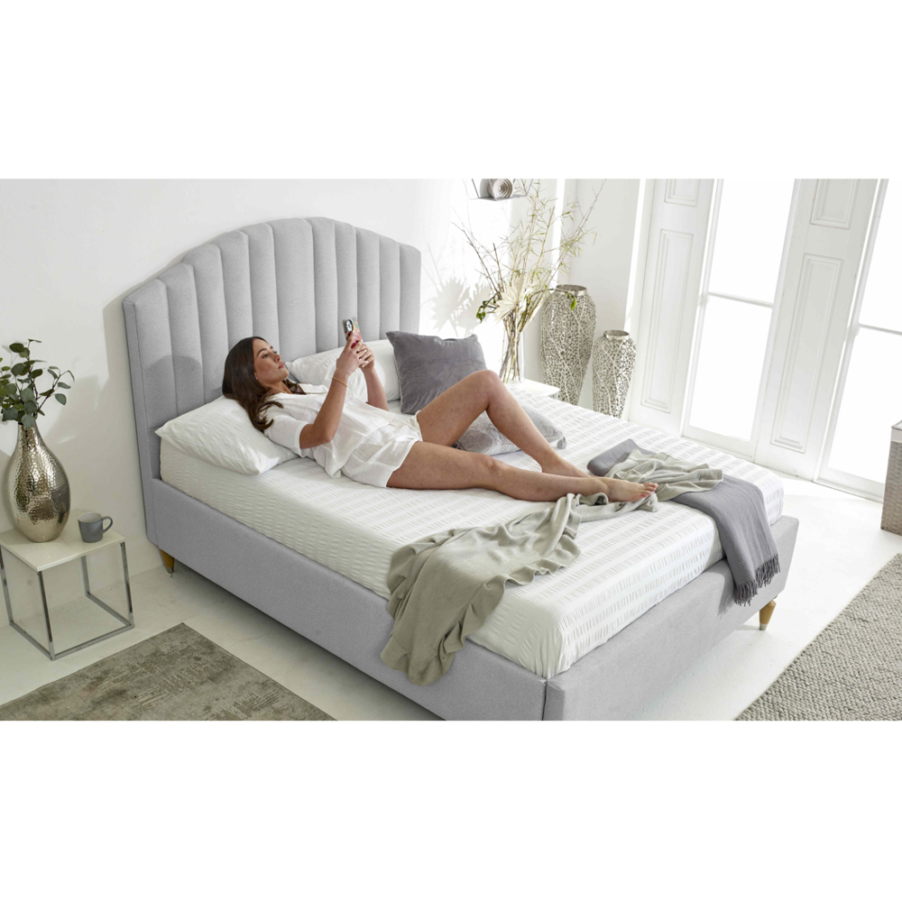 Eleganza Henrik Double Silver Arlington Fabric Bed Frame with Curved Headboard Image 5