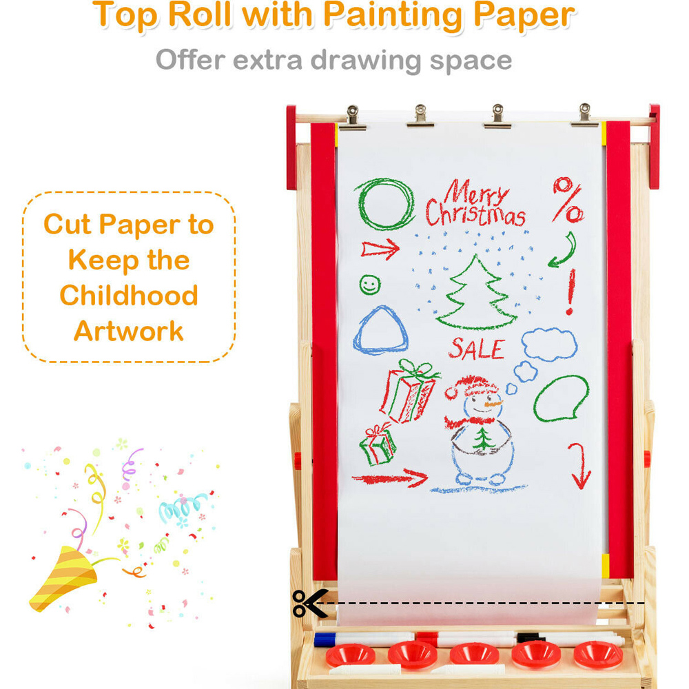 Costway Kids Double Sided Art Easel with Storage Bag Image 7