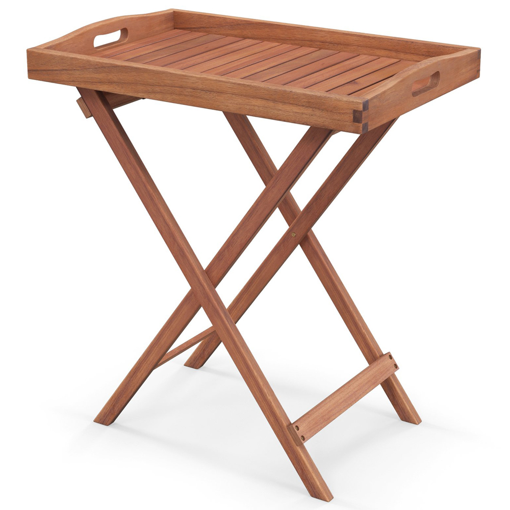 Costway Slatted Top Folding Side Table Image 2
