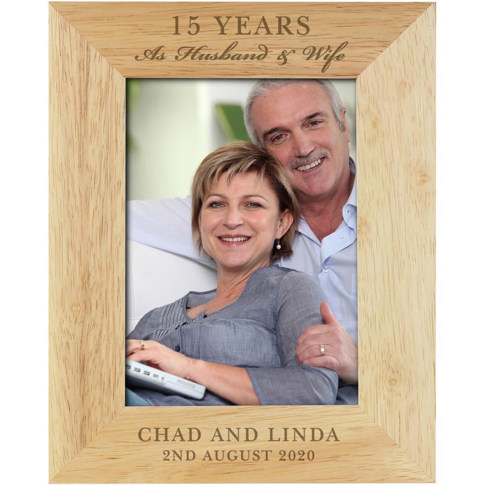 Personalised Memento Personalised Anniversary Oak Finish Photo Frame 5 x 7 inch Image 1