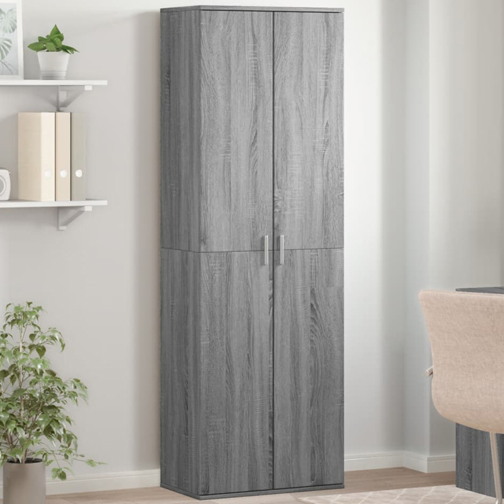 vidaXL 4 Door Grey Sonoma Wooden Highboard Image 1