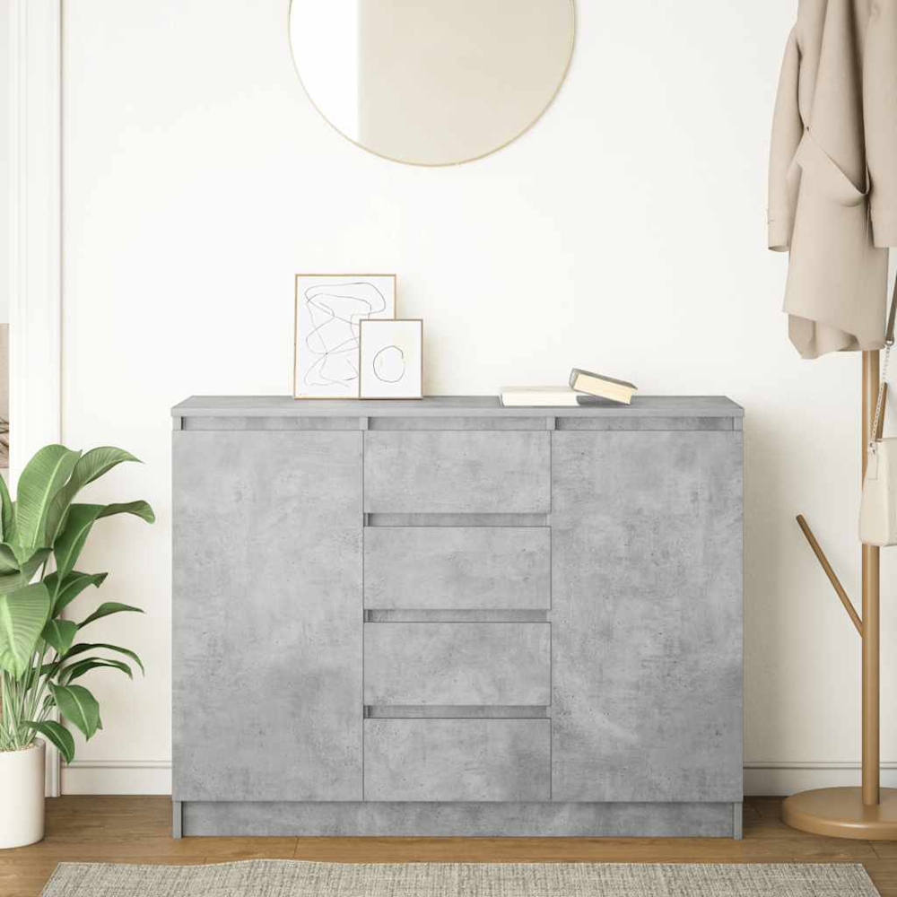 vidaXL 2 Door 4 Drawer Concrete Grey Wooden Sideboard Image 9