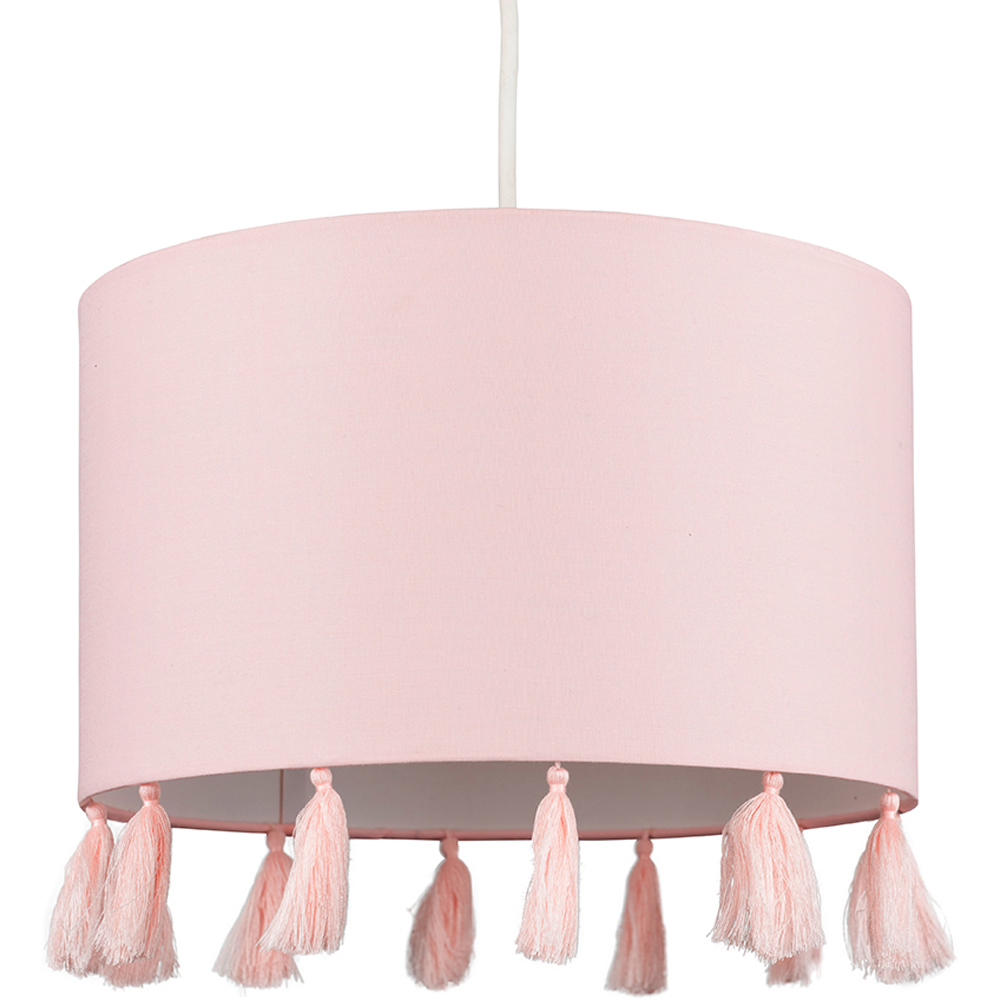ValueLights Vivian Dusky Pink Tassel Pendant Lamp Shade Image 1