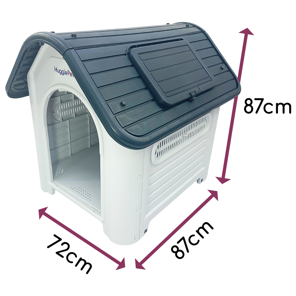 HugglePets Grey Plastic Premium Large Roof Dog Kennel Image 7