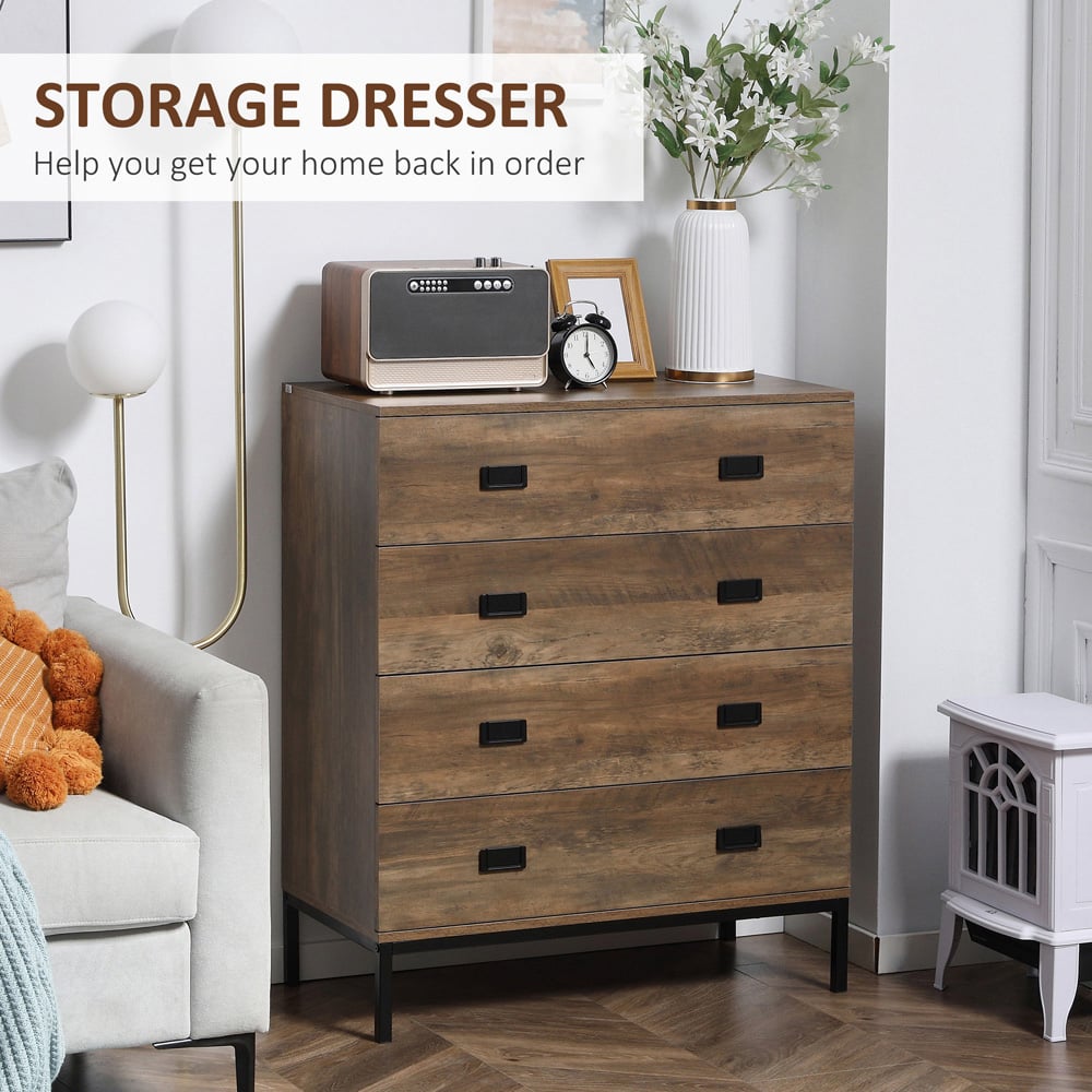 Portland 4 Drawer Brown Chest of Drawers Image 4