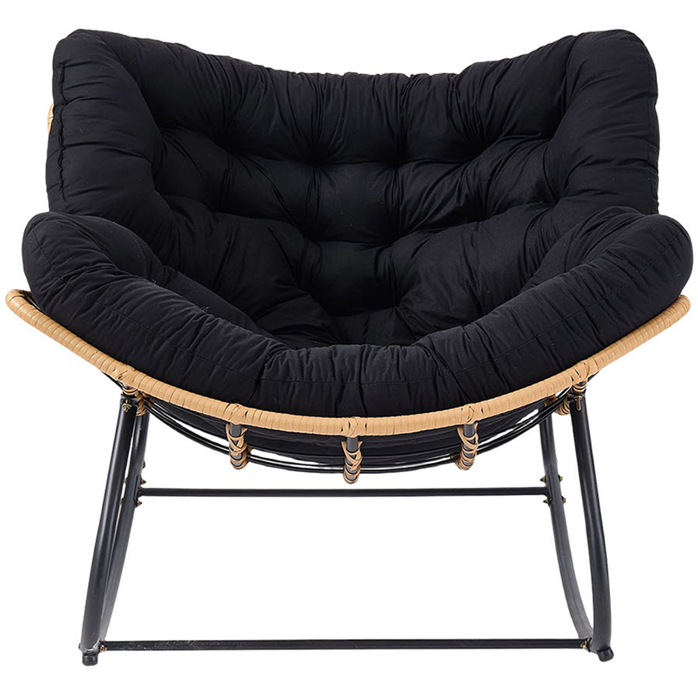 Living and Home Black PE Rattan Rocking Chair with Cushion Image 3