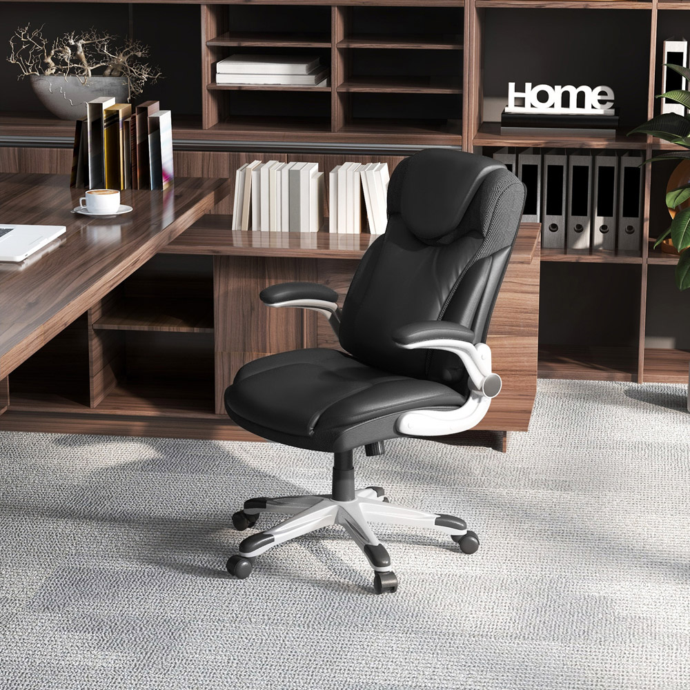 Costway Black Leather Adjustable Office Chair Image 3