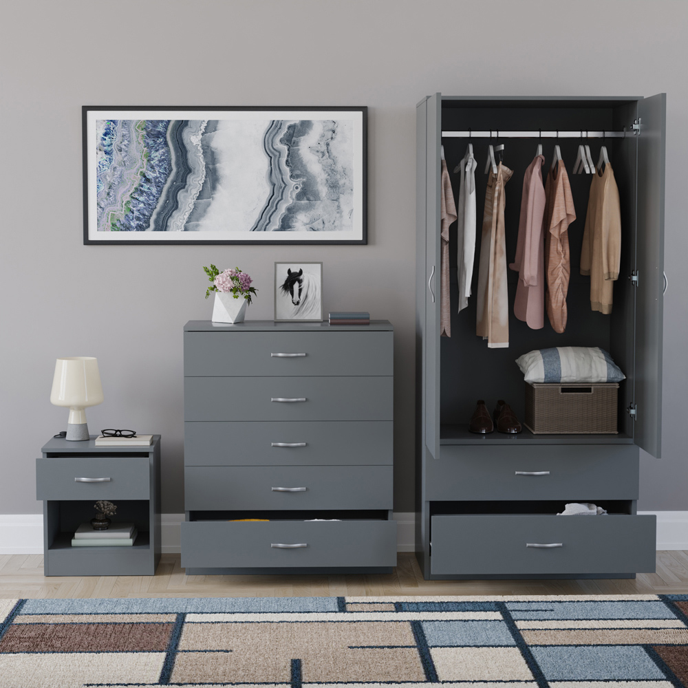 VIDA DESIGNS Riano Grey 3 Piece Bedroom Furniture Set Image 3