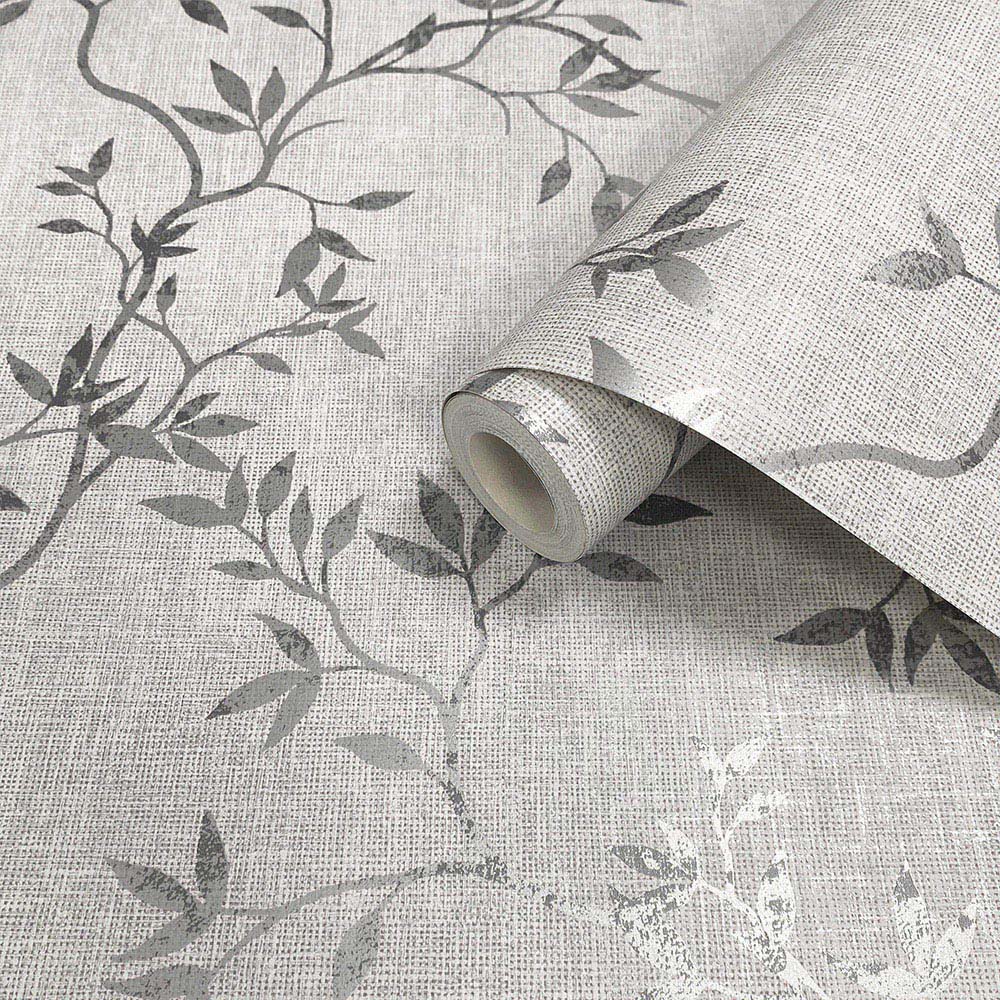Muriva Japandi Leaf Grey Wallpaper Image 2