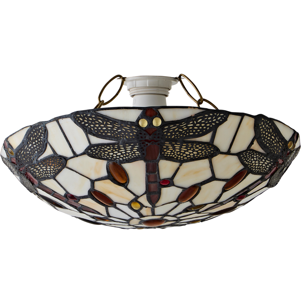 ValueLights Tiffany Style Antique Red and White Glass Dragonfly Pendant Shade Image 1
