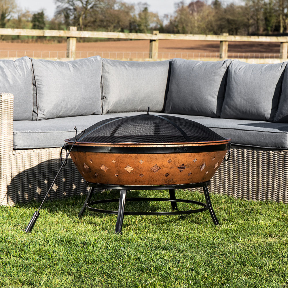 Teamson Home Round Steel Wood Burning Outdoor Fire Pit 34 inch Image 2