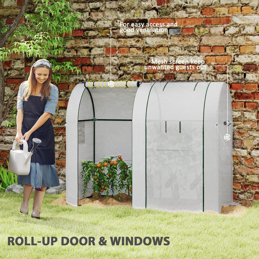 Outsunny White PE Cover 6 x 3ft Tomato Greenhouse with 2 Roll Up Doors Image 6