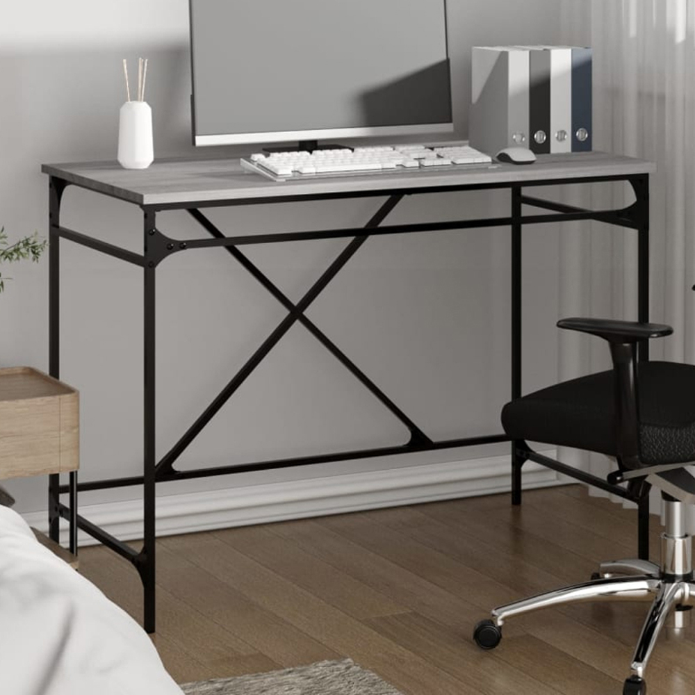 vidaXL Industrial Style Computer Desk Grey Sonoma Image 1