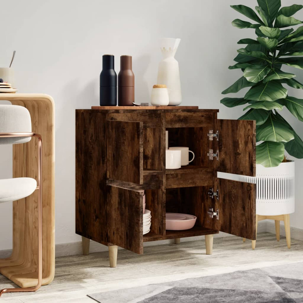 vidaXL 4 Door Smoked Oak Sideboard Image 8