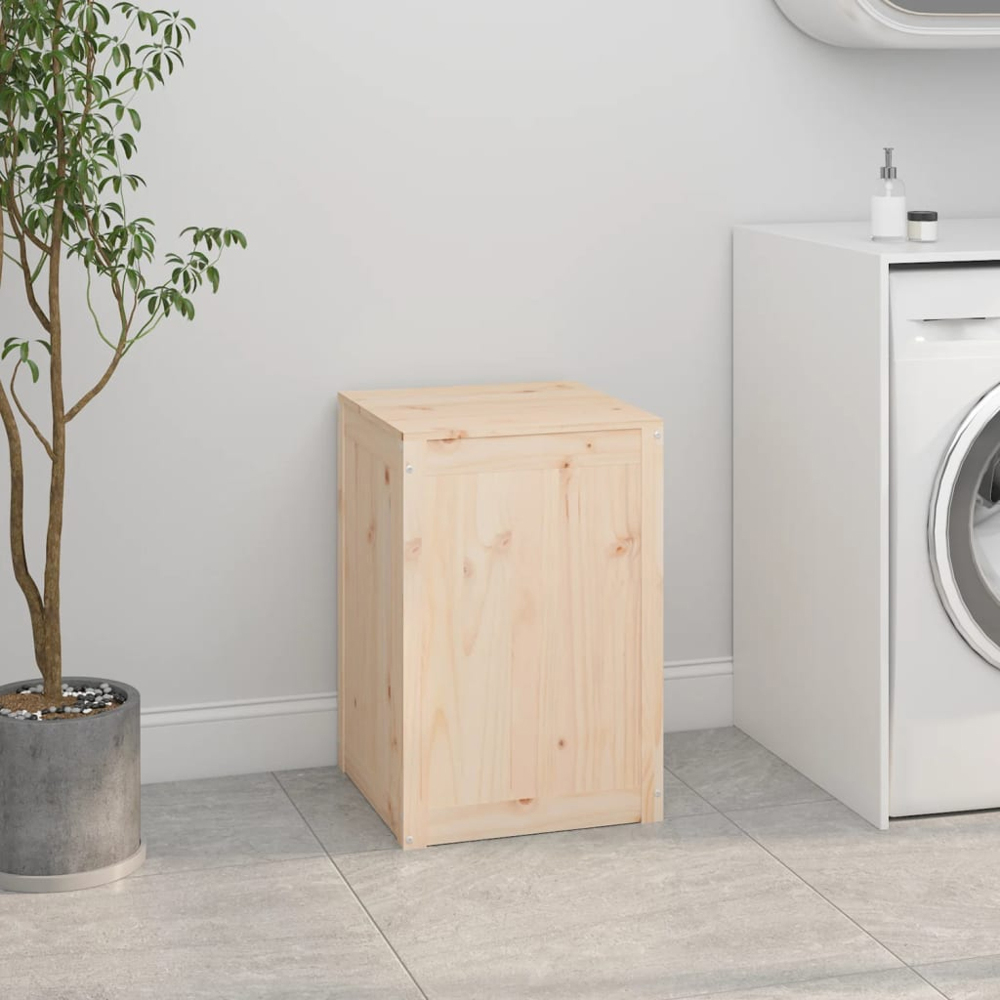vidaXL Solid Pine Wood Laundry Basket 44 x 44 x 66cm Image 2