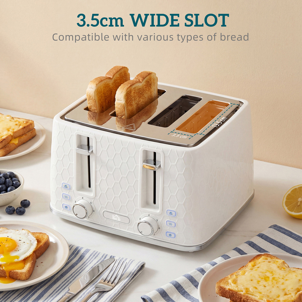 HOMCOM Cream 1.7L Fast Boil Kettle and 4 Slice Toaster Set Image 8