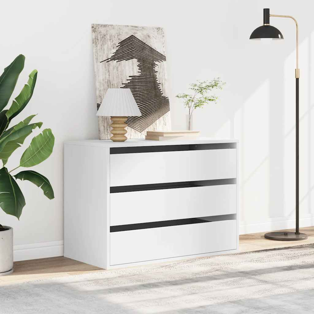 vidaXL 3 Drawer White Wooden Chest of Drawers Image 8