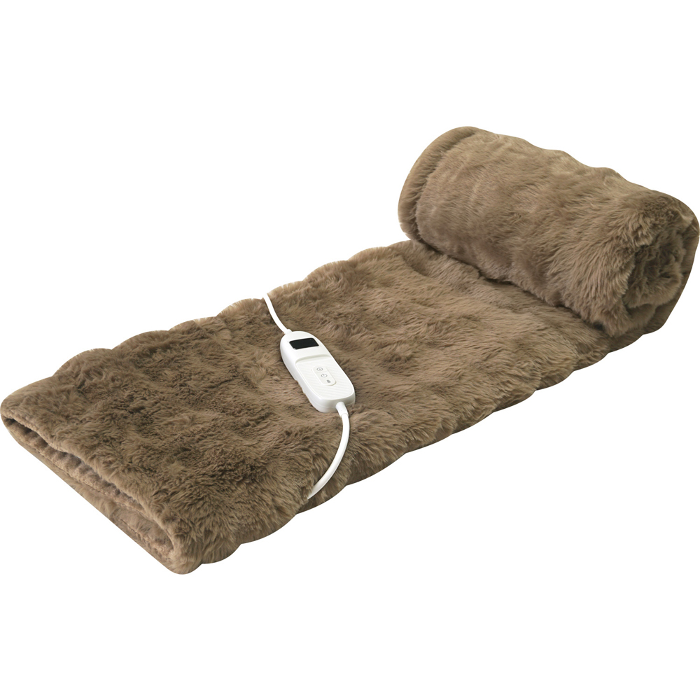 Electric Faux Fur Heated Throw Mocha Image 7