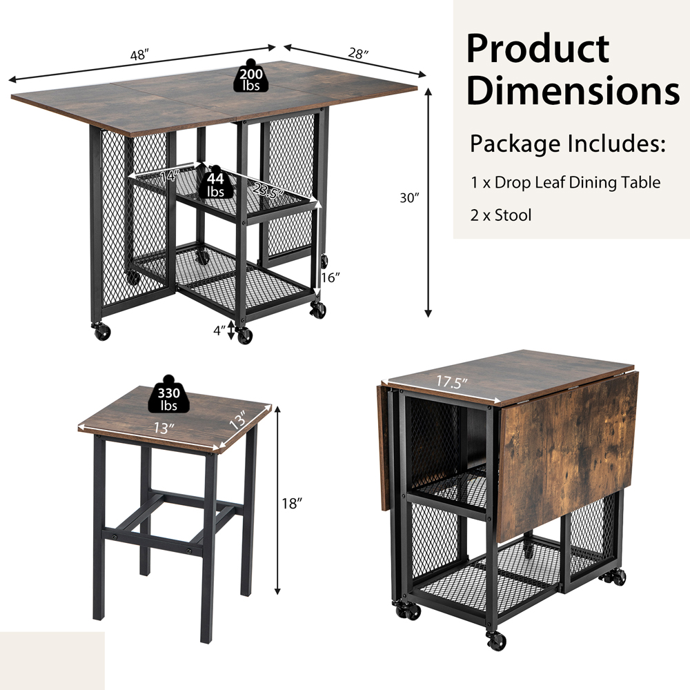 Costway 2 Seater Extending Dining Set Image 4