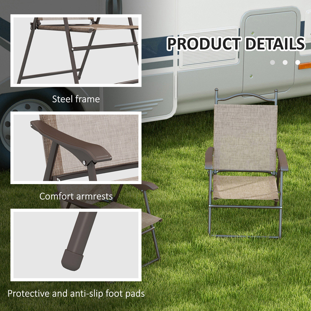 Outsunny Set of 2 Mixed Brown Folding Garden Chair Image 6