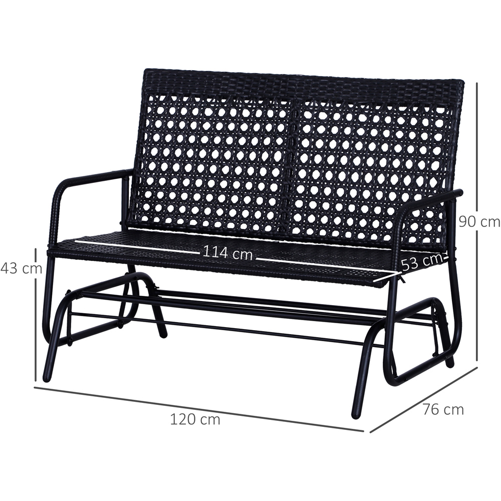 Outsunny 2 Seater Rattan Rocking Garden Bench Image 7