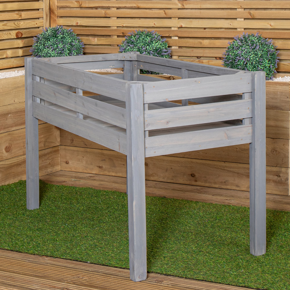 Samuel Alexander Grey Large Raised Wooden Garden Bed Planter 75 x 123cm Image 7