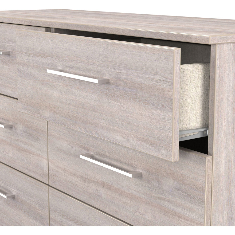 Crowndale Worcester 6 Drawer Grey Oak Wide Chest of Drawers Ready Assembled Image 5