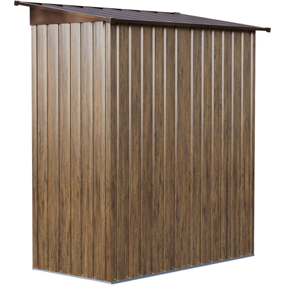 Living and Home 3 x 5ft Brown Wood Grain Metal Pent Garden Storage Shed Image 3