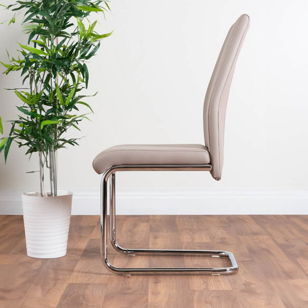 Furniturebox Arona Fortana 6 Seater Round Dining Set Cappuccino Beige and Chrome Image 3