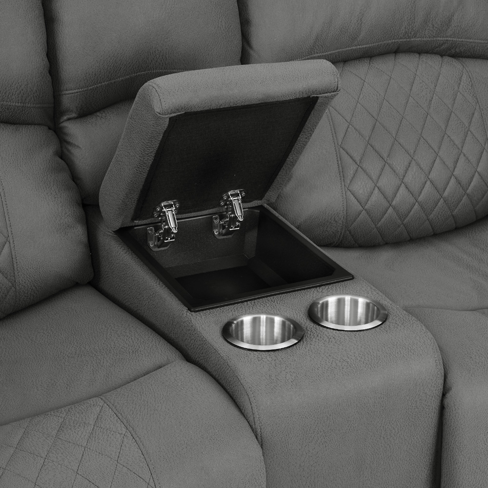 Home Detail Darius 2 Seater Grey Air Leather Manual Recliner Sofa Image 7