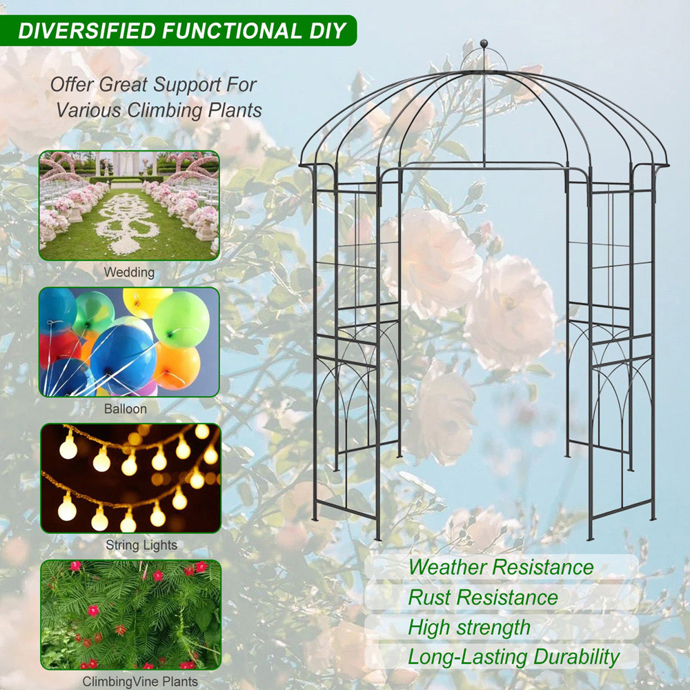 Eurotrade 7 x 7ft Bird Cage Shape Metal Garden Arbour Image 8