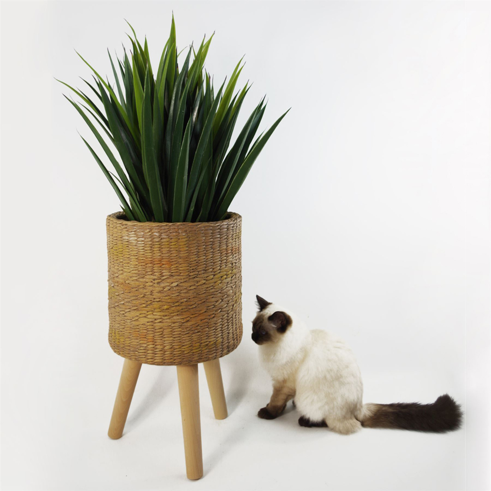 Leaf Rattan Effect Fibreglass Composite Indoor Planter with Legs 54 x 30cm Image 3